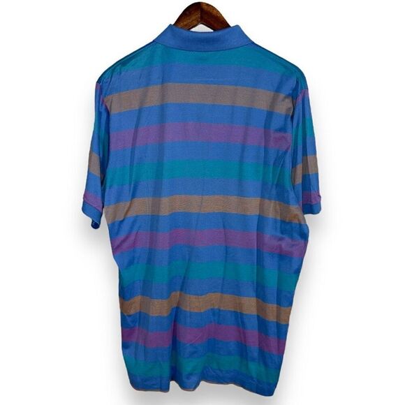 Jeff Rose Multicolored Stripe Italian Cotton Polo Shirt Sz M - Picture 9 of 9